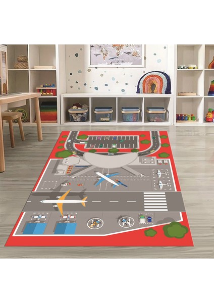 Dijital Baskılı Kaymaz Taban Yıkanabilir Eğlenceli Eğitici Çocuk Odası Halısı, N-Çocuk-50-Kırmızı, modelleri