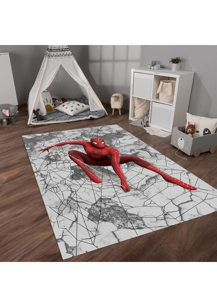Dijital Baskılı Kaymaz Taban Yıkanabilir Eğlenceli Eğitici Çocuk Odası Halısı, N-Çocuk-41-Kırmızı,