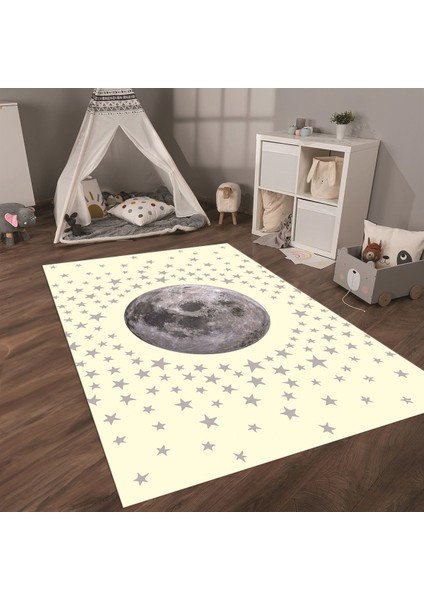 Dijital Baskılı Kaymaz Taban Yıkanabilir Eğlenceli Eğitici Çocuk Odası Halısı, N-Çocuk-27-Krem, modelleri