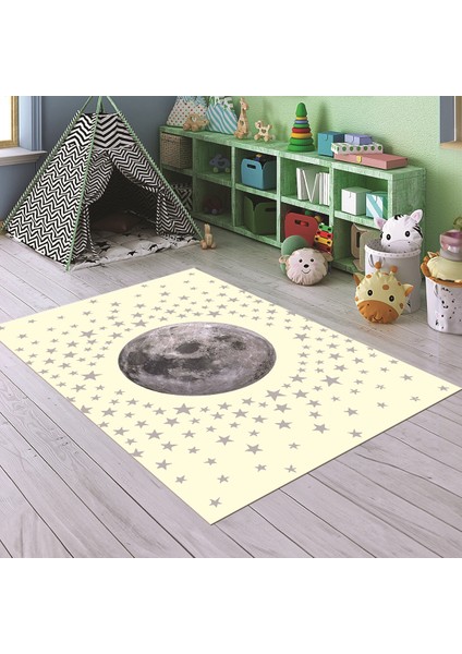 Dijital Baskılı Kaymaz Taban Yıkanabilir Eğlenceli Eğitici Çocuk Odası Halısı, N-Çocuk-27-Krem, fırsatları