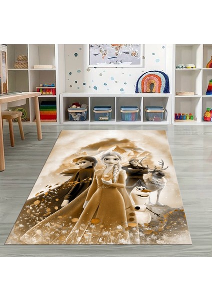 Dijital Baskılı Kaymaz Taban Yıkanabilir Eğlenceli Eğitici Çocuk Odası Halısı, N-Çocuk-42-Kahve, fırsatları