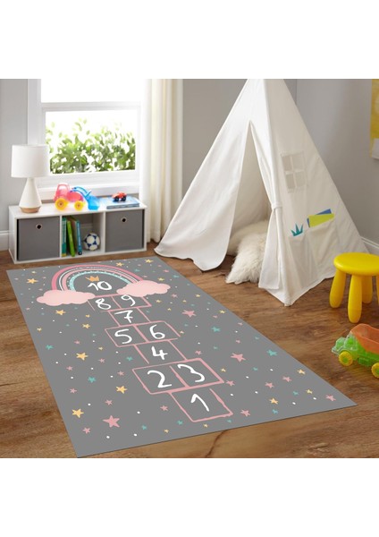 Dijital Baskılı Kaymaz Taban Yıkanabilir Eğlenceli Eğitici Çocuk Odası Halısı, N-Çocuk-12-Antrasit, fiyatları