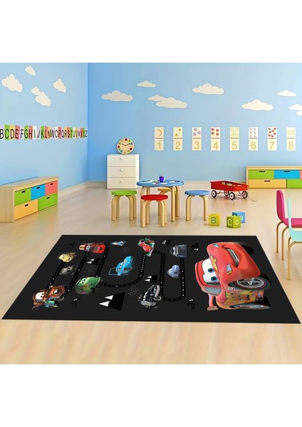 Dijital Baskılı Kaymaz Taban Yıkanabilir Eğlenceli Eğitici Çocuk Odası Halısı, N-Çocuk-03-Antrasit,