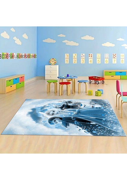 Dijital Baskılı Kaymaz Taban Yıkanabilir Eğlenceli Eğitici Çocuk Odası Halısı, N-Çocuk-42-Mavi, modelleri
