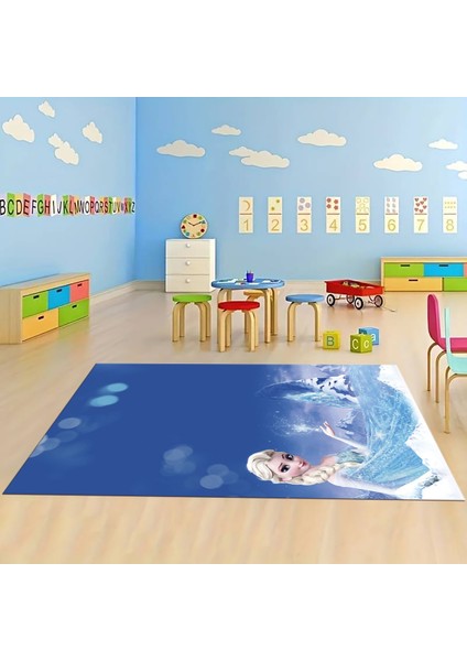Dijital Baskılı Kaymaz Taban Yıkanabilir Eğlenceli Eğitici Çocuk Odası Halısı, N-Çocuk-43-Mavi, modelleri