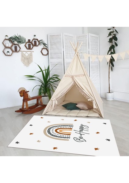 Dijital Baskılı Kaymaz Taban Yıkanabilir Eğlenceli Eğitici Çocuk Odası Halısı, N-Çocuk-14-Beyaz, modelleri