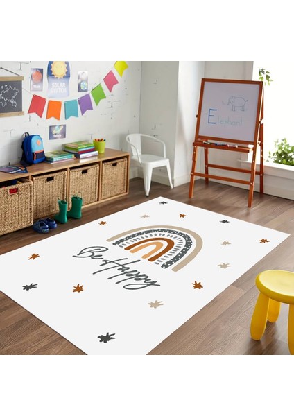 Dijital Baskılı Kaymaz Taban Yıkanabilir Eğlenceli Eğitici Çocuk Odası Halısı, N-Çocuk-14-Beyaz, fırsatları