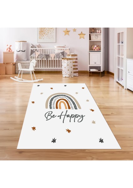 Dijital Baskılı Kaymaz Taban Yıkanabilir Eğlenceli Eğitici Çocuk Odası Halısı, N-Çocuk-14-Beyaz, indirimleri