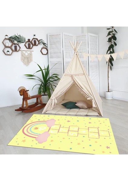 Dijital Baskılı Kaymaz Taban Yıkanabilir Eğlenceli Eğitici Çocuk Odası Halısı, N-Çocuk-12-Sarı, modelleri