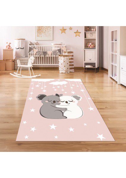 Dijital Baskılı Kaymaz Taban Yıkanabilir Eğlenceli Eğitici Çocuk Odası Halısı, N-Çocuk-22-Pembe, modelleri