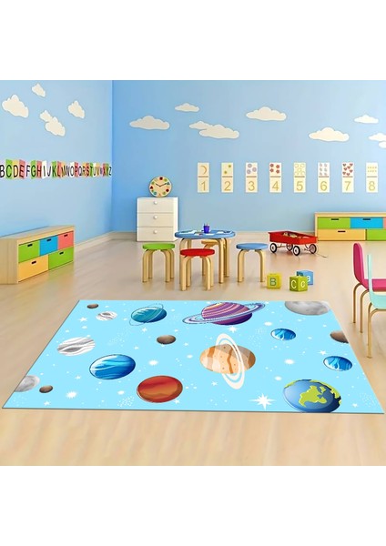Dijital Baskılı Kaymaz Taban Yıkanabilir Eğlenceli Eğitici Çocuk Odası Halısı, N-Çocuk-38-Mavi, fırsatları