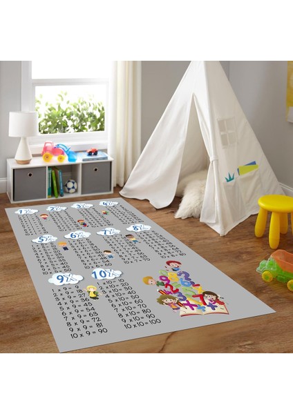 Dijital Baskılı Kaymaz Taban Yıkanabilir Eğlenceli Eğitici Çocuk Odası Halısı, N-Çocuk-05-Gri, modelleri