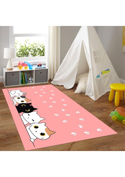 Dijital Baskılı Kaymaz Taban Yıkanabilir Eğlenceli Eğitici Çocuk Odası Halısı, N-Çocuk-49-Pembe, fırsatları