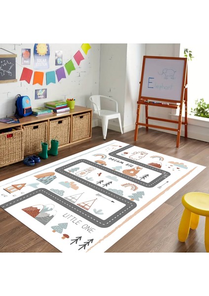 Dijital Baskılı Kaymaz Taban Yıkanabilir Eğlenceli Eğitici Çocuk Odası Halısı, N-Çocuk-16-Beyaz, modelleri