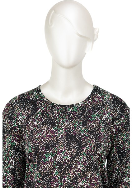 Kadın Turlu Viskon Penye Kumaş Anne Bluz Şık Puantiye Desenli Likralı Yuvarlak Yaka Tamkalıp fiyatları