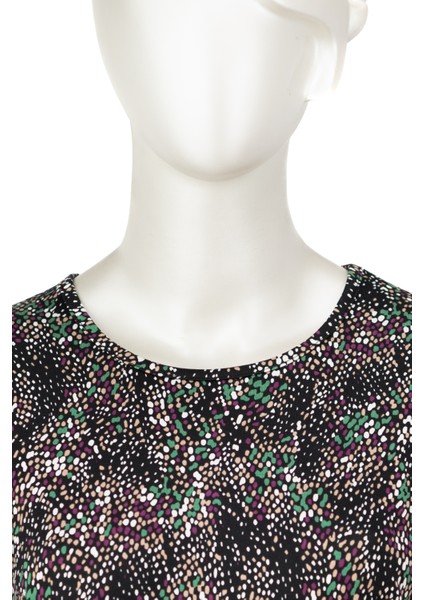 Kadın Turlu Viskon Penye Kumaş Anne Bluz Şık Puantiye Desenli Likralı Yuvarlak Yaka Tamkalıp indirimleri