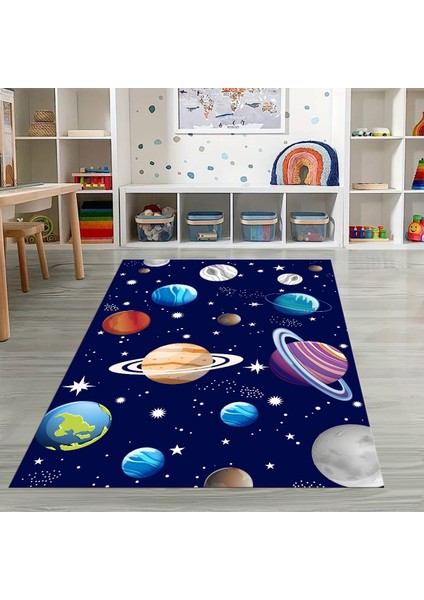 Dijital Baskılı Kaymaz Taban Yıkanabilir Eğlenceli Eğitici Çocuk Odası Halısı, N-Çocuk-38-Lacivert, indirimleri