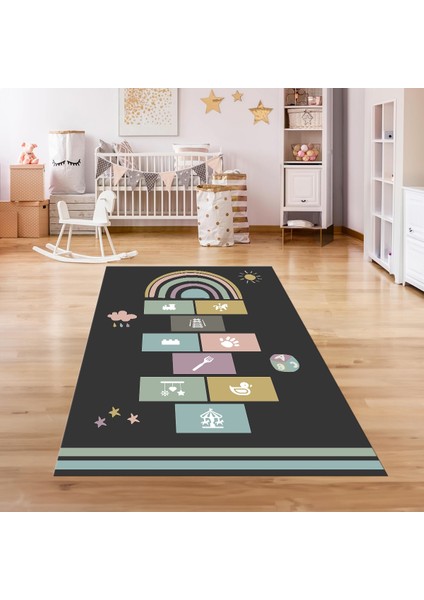 Dijital Baskılı Kaymaz Taban Yıkanabilir Eğlenceli Eğitici Çocuk Odası Halısı, N-Çocuk-31-Antrasit, fiyatları