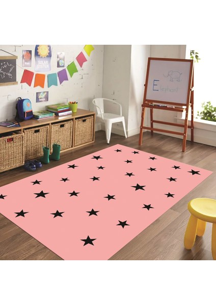 Dijital Baskılı Kaymaz Taban Yıkanabilir Eğlenceli Eğitici Çocuk Odası Halısı, N-Çocuk-32-Pembe,