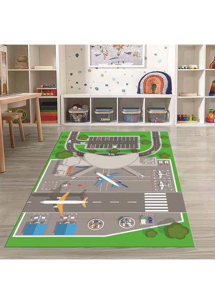 Dijital Baskılı Kaymaz Taban Yıkanabilir Eğlenceli Eğitici Çocuk Odası Halısı, N-Çocuk-50-Yeşil, modelleri