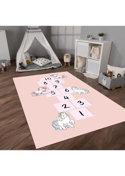 Dijital Baskılı Kaymaz Taban Yıkanabilir Eğlenceli Eğitici Çocuk Odası Halısı, N-Çocuk-37-Pembe, fiyatları
