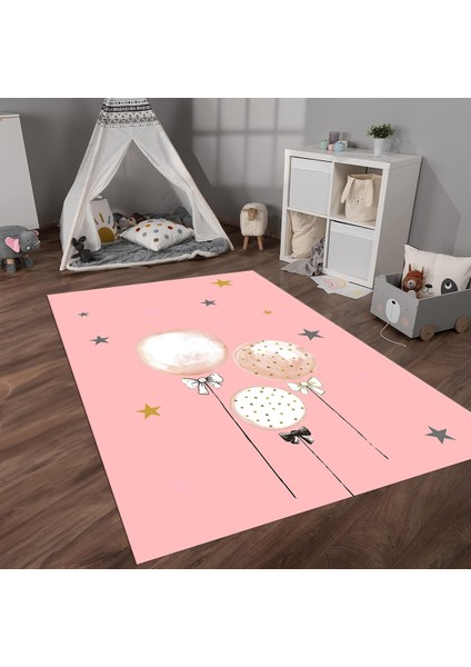 Dijital Baskılı Kaymaz Taban Yıkanabilir Eğlenceli Eğitici Çocuk Odası Halısı, N-Çocuk-24-Pembe, fırsatları