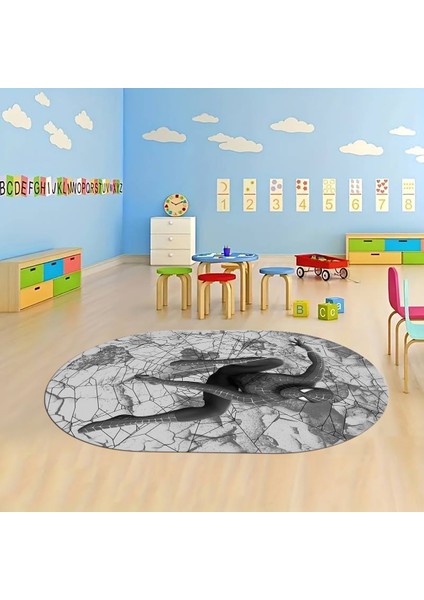 Dijital Baskılı Kaymaz Yıkanabilir Eğlenceli Eğitici Oval Çocuk Odası Halısı, N-O-Çocuk-41-Gri,