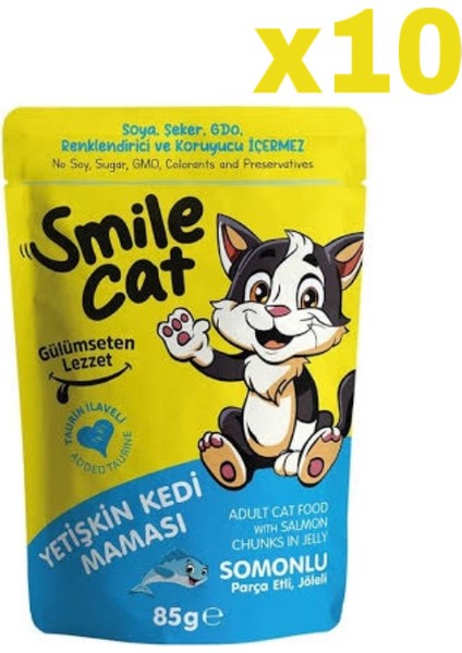 Smıle Kedi Pouch Somonlu Yetişkin 10 Adet (1X85GR)