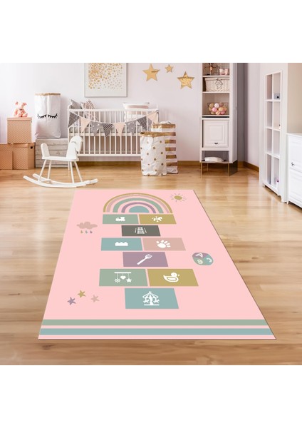 Dijital Baskılı Kaymaz Taban Yıkanabilir Eğlenceli Eğitici Çocuk Odası Halısı, N-Çocuk-31-Pembe, fiyatları