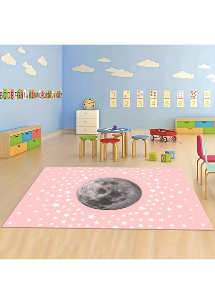 Dijital Baskılı Kaymaz Taban Yıkanabilir Eğlenceli Eğitici Çocuk Odası Halısı, N-Çocuk-27-Pembe, indirimleri