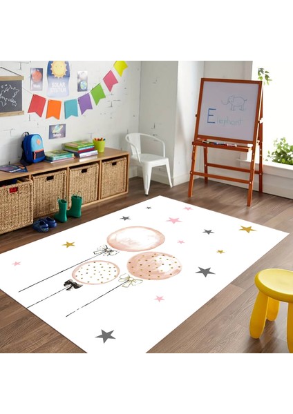 Dijital Baskılı Kaymaz Taban Yıkanabilir Eğlenceli Eğitici Çocuk Odası Halısı, N-Çocuk-24-Beyaz, fiyatları