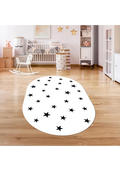 Dijital Baskılı Kaymaz Yıkanabilir Eğlenceli Eğitici Oval Çocuk Odası Halısı, N-O-Çocuk-32-Beyaz, fiyatları