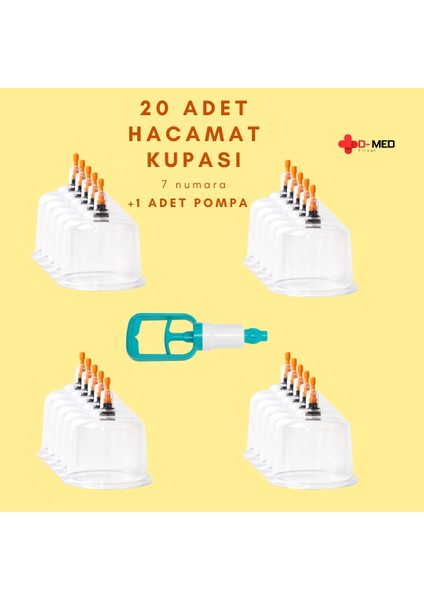 7 Numara Hacamat Kupası 20 Adet + 1 Adet Pompa