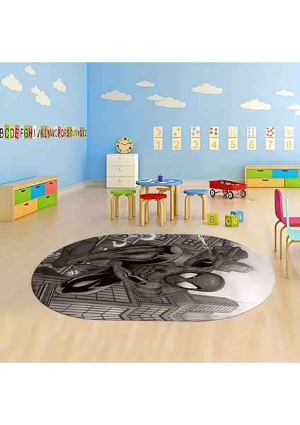 Dijital Baskılı Kaymaz Yıkanabilir Eğlenceli Eğitici Oval Çocuk Odası Halısı, N-O-Çocuk-40-Vizon,
