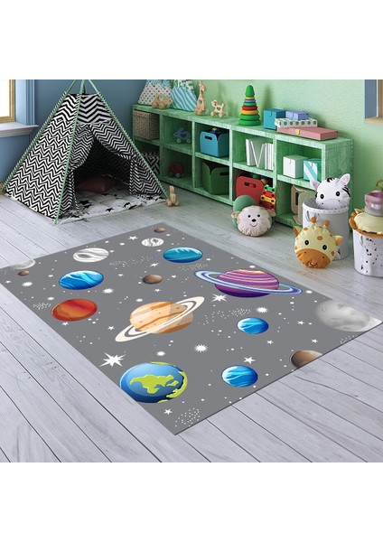 Dijital Baskılı Kaymaz Taban Yıkanabilir Eğlenceli Eğitici Çocuk Odası Halısı, N-Çocuk-38-Gri, modelleri