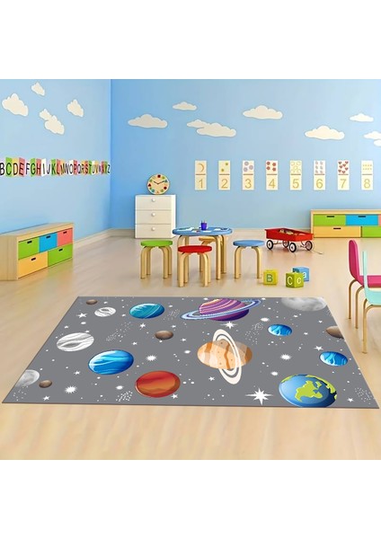 Dijital Baskılı Kaymaz Taban Yıkanabilir Eğlenceli Eğitici Çocuk Odası Halısı, N-Çocuk-38-Gri, fırsatları