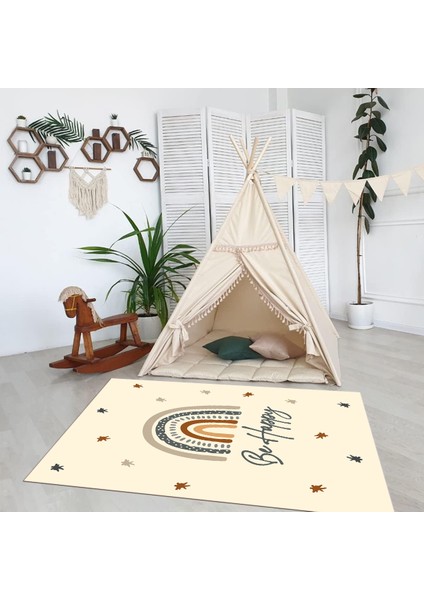 Dijital Baskılı Kaymaz Taban Yıkanabilir Eğlenceli Eğitici Çocuk Odası Halısı, N-Çocuk-14-Krem, modelleri