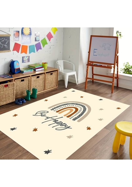 Dijital Baskılı Kaymaz Taban Yıkanabilir Eğlenceli Eğitici Çocuk Odası Halısı, N-Çocuk-14-Krem, fırsatları