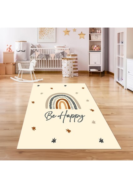 Dijital Baskılı Kaymaz Taban Yıkanabilir Eğlenceli Eğitici Çocuk Odası Halısı, N-Çocuk-14-Krem, indirimleri