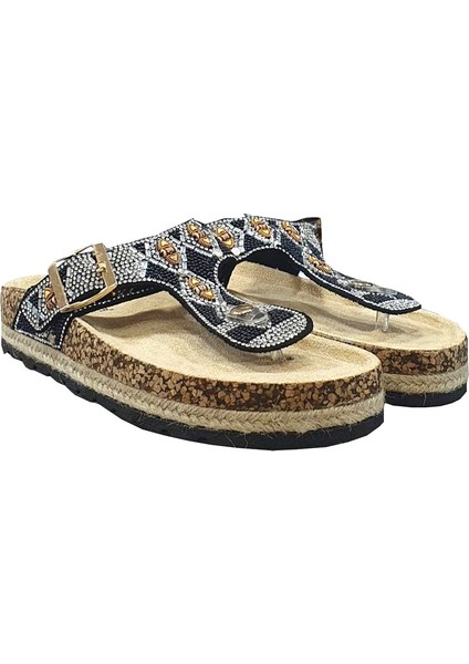 Taşlı Dolgu Topuk Anatomik Parmak Arası Kadın Terlik