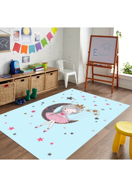 Dijital Baskılı Kaymaz Taban Yıkanabilir Eğlenceli Eğitici Çocuk Odası Halısı, N-Çocuk-13-Mavi, fırsatları