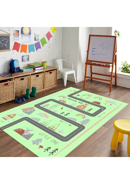 Dijital Baskılı Kaymaz Taban Yıkanabilir Eğlenceli Eğitici Çocuk Odası Halısı, N-Çocuk-16-Yeşil, modelleri