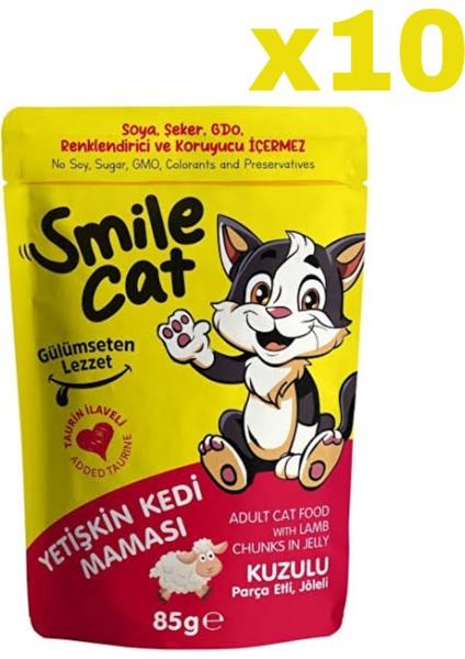 Smıle Kedi Pouch Kuzulu Yetişkin 10 Adet (1X85GR)