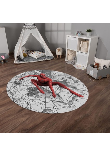 Dijital Baskılı Kaymaz Yıkanabilir Eğlenceli Yuvarlak Çocuk Odası Halısı, N-Y-Çocuk-41-Kırmızı,