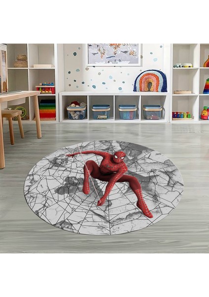 Dijital Baskılı Kaymaz Yıkanabilir Eğlenceli Yuvarlak Çocuk Odası Halısı, N-Y-Çocuk-41-Kırmızı,