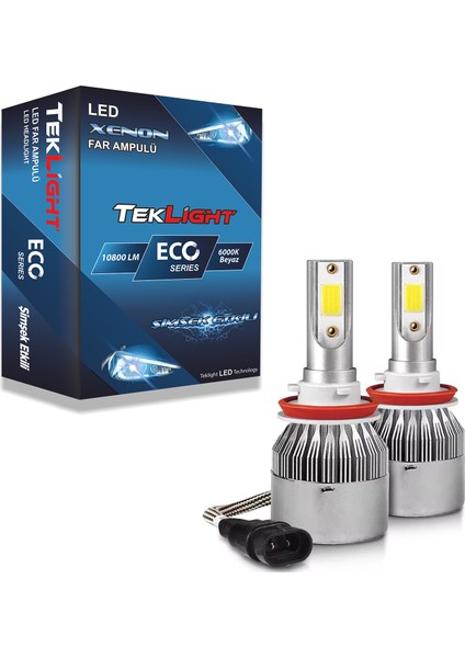 Eco LED Xenon Far Ampulü 10800 Lümen Beyaz Zenon Şimşek Etkili H4 / H7 / H1 / H11/ H3 / 9005 / 9006
