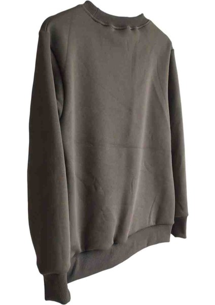 Kadın Erkek Unisex Kışlık Polar Üst Sweatshirt Kalın Içi Şardonlu Bisiklet Yaka Model Trend