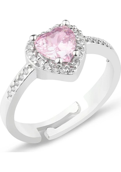 Pandora Model Pembe Kalpli Tek Taş Ayarlanabilir Yüzük