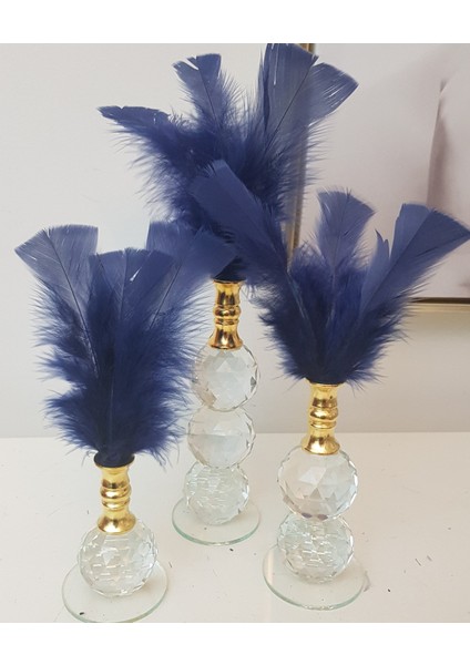 Kristal Tüy Dekor Lacivert Tüy Gold Ağızlık