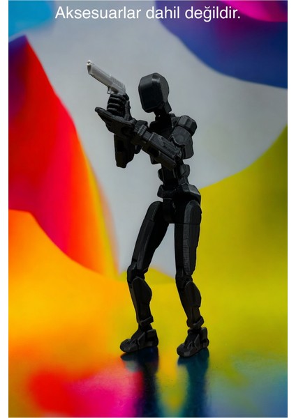 Main Collectibles KNK13 Full Siyah Aksiyon Figürü Robot Dummy 13 Figür Tüm Eklemleri Hareketli Oyuncak 1 Adet